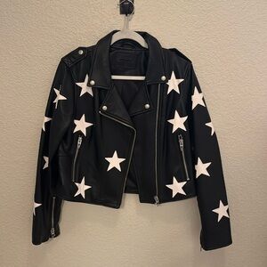 Blank NYC black leather jacket with stars